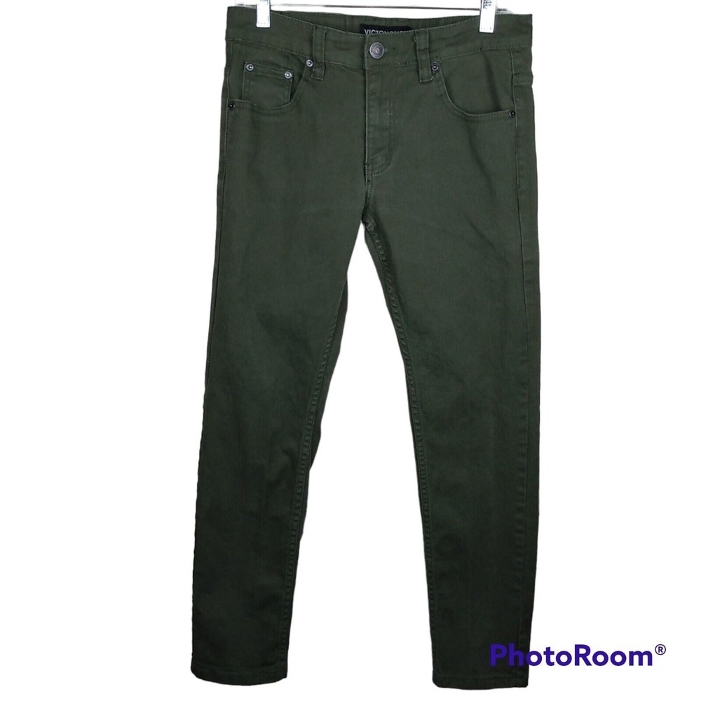 Victorious Premium Jeans Men's Slim Fit Green Denim Stretch Pants  Size 29 X 37